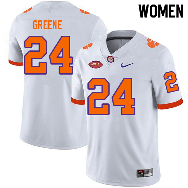 Women #24 Hamp Greene Clemson Tigers College Football Jerseys Sale-White
